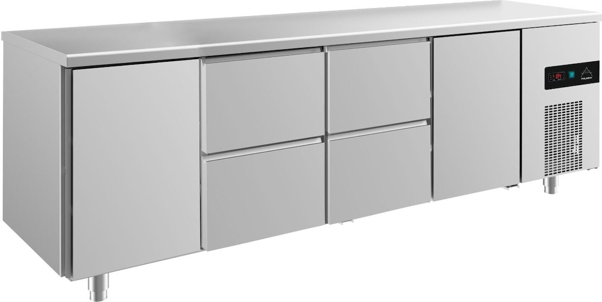 Gastro Kühltisch 2 Türen 4 Schubladen Umluftkühlung 2330x700x850mm 632l -2/+8°C