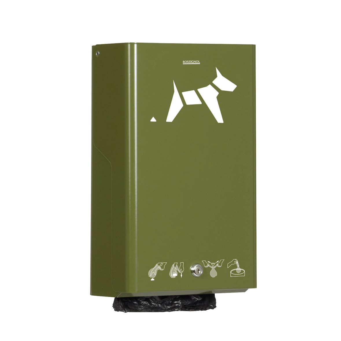 ROSSIGNOL Distributeur de sacs canins mural ou pour poteau liasse 500 sacs HYGECA vert olive