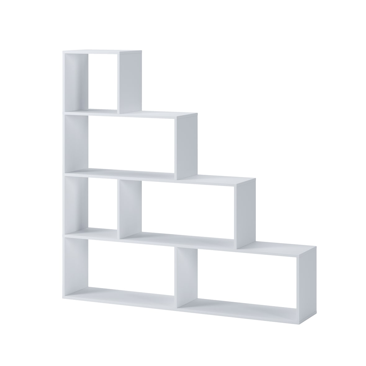Libreria Design Zig Zag Scaffale Mensola Moderna 6 Vani A Giorni Ripiani Mobile Libri per Soggiorno Salotto Camera Studio 143x144.9x27.9 Cm Bianco
