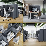 thumbnail of Akustik-Trennwand mit Schalldämmung SADIE 145x240x1,8cm Anthrazit Stellwand Büro Raumteiler Office-Akustikwand Sichtschutz freistehend
