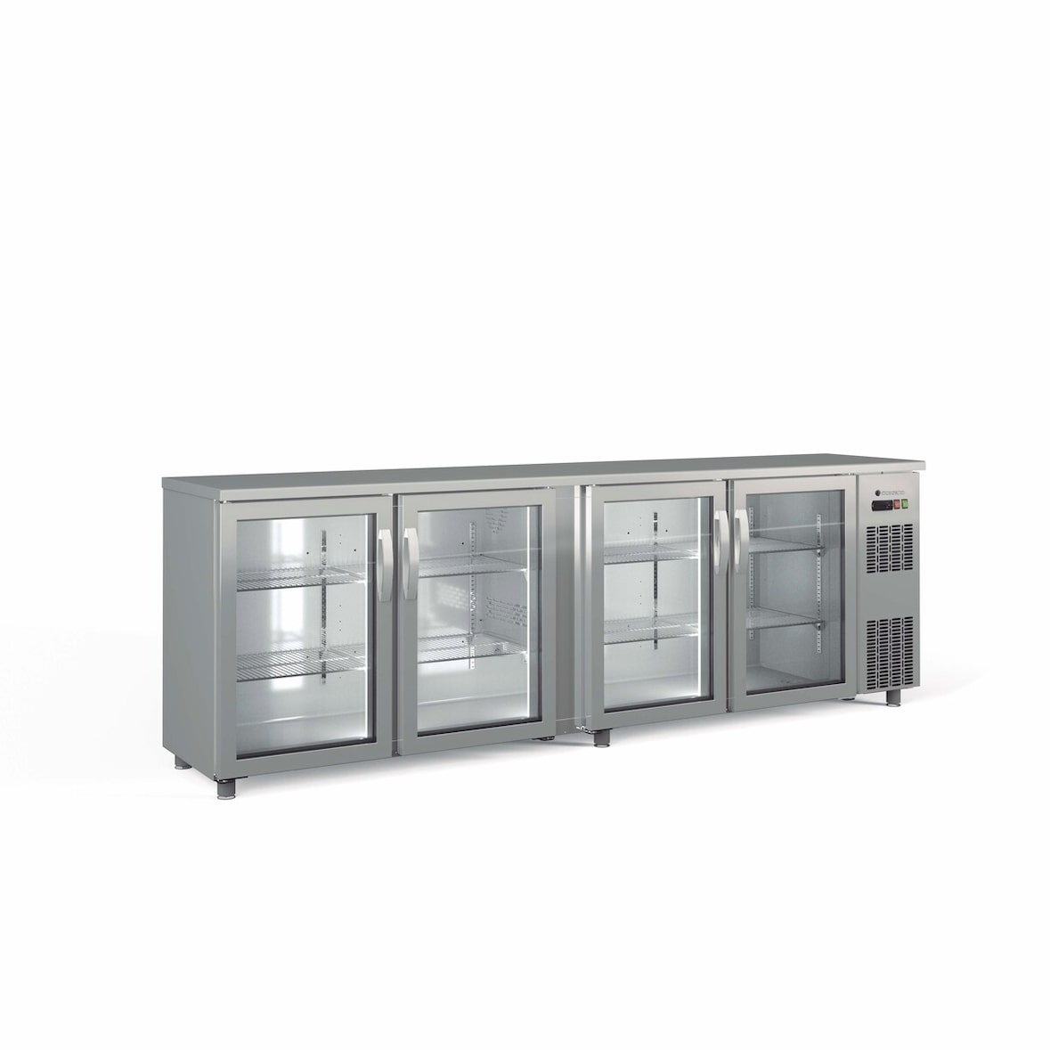 CORECO Arriere Bar 4 Portes Vitrees - +2/+8 - 2565X530X820/880 - Exterieur Inox - Capacite 650L SBIE-250