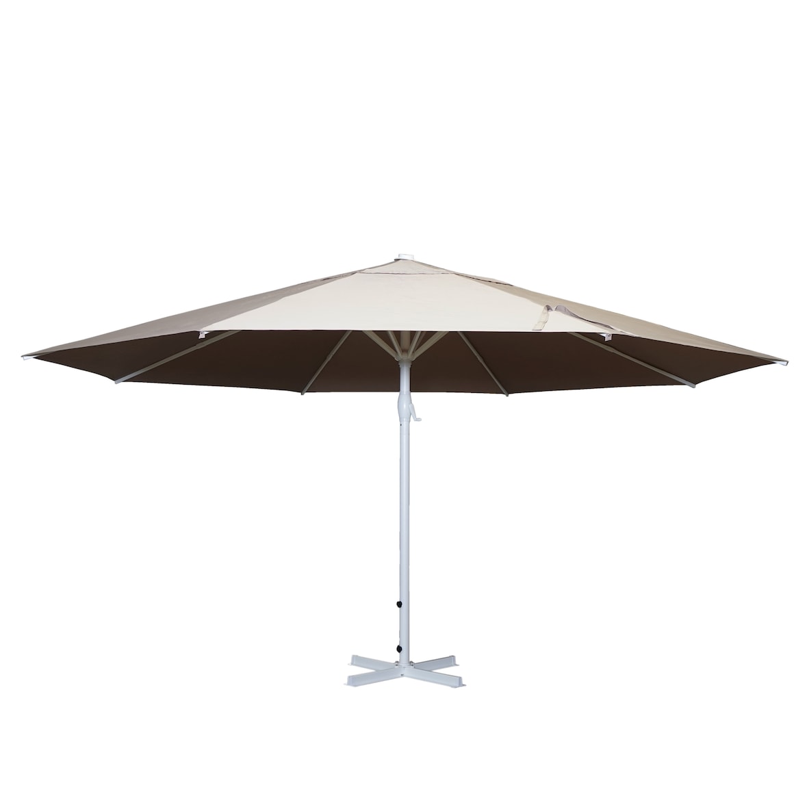 Parasol Meran II, marktparasol, Ø 5m polyester/aluminium stok wit 28kg ~ crème-beige zonder voet