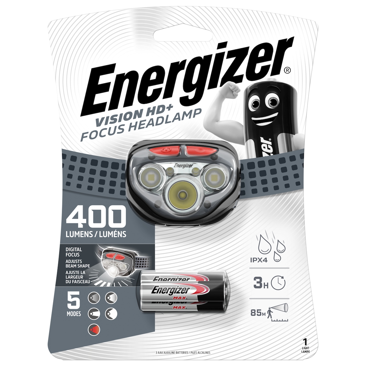 Energizer Headlight Vision HD+ Fokus 250 Lumen  inkl. 3xAAA Alkaline