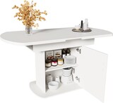 thumbnail of Ausziehbarer ovaler Esstisch mit Stauraum Weiß+Silber 130x70x75 cm, Spanplatte Metallgriff, platzsparend, modern, variabel als Ess und Arbeitstisch