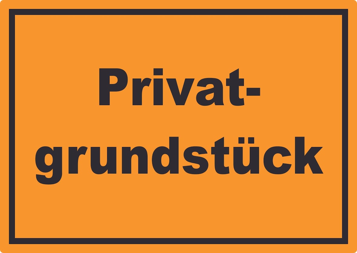 Privatgrundstück Schild schwarz-orange A4 Rückseite selbstklebend