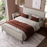 thumbnail of Polsterbett 160x200 cm mit verstellbarem Kopfteil und stabiler Konstruktion – elegantes Design in Grau-Beige