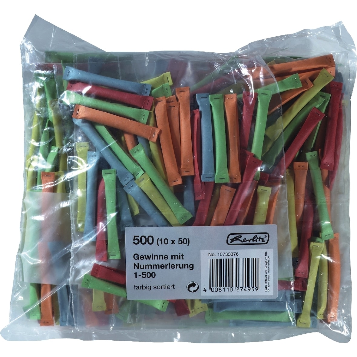 Lose: Gewinne 1-500 farbig sortiert VE=500 Stück