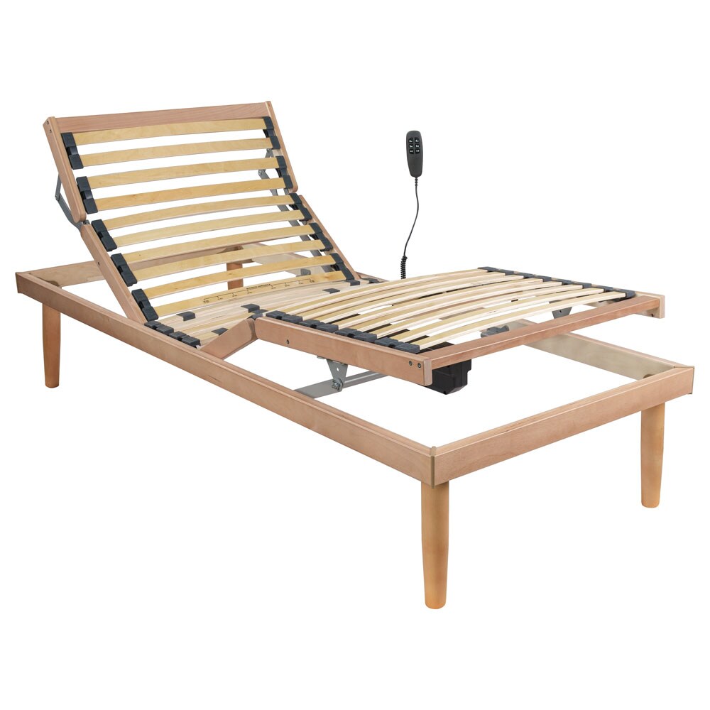 Rete elettrica motorizzata in legno reclinabile testa e piedi con telecomando e doppio motore singola 80x190 - Comprarredo