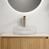 thumbnail of Rundes Waschbecken 36cm Kristallglas Transparent, Künstlerische Streifen, Modernes Design, Pflegeleicht, Badezimmer Aufsatzbecken
