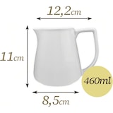 thumbnail of Jarra de leche grande de porcelana blanca de 460 ml: ideal para servir grandes cantidades de leche, crema o bebidas, para uso profesional y doméstico.