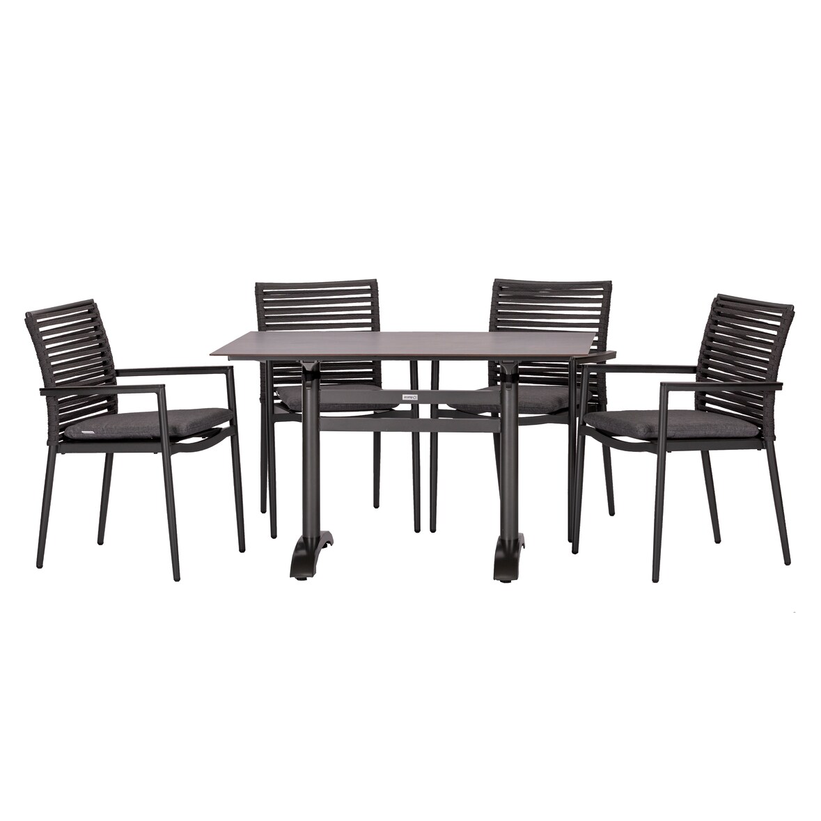 acamp Tischgruppe 4x New Jersey 56441 Stapelsessel  + Tisch HPL 120x80 anthrazit acaplan