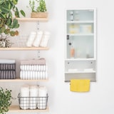 thumbnail of Relaxdays Medizinschrank, Glastür, abschließbar, 4 Fächer, HBT 65x27x12 cm, für Medikamente, Arzneischrank hängend, weiß