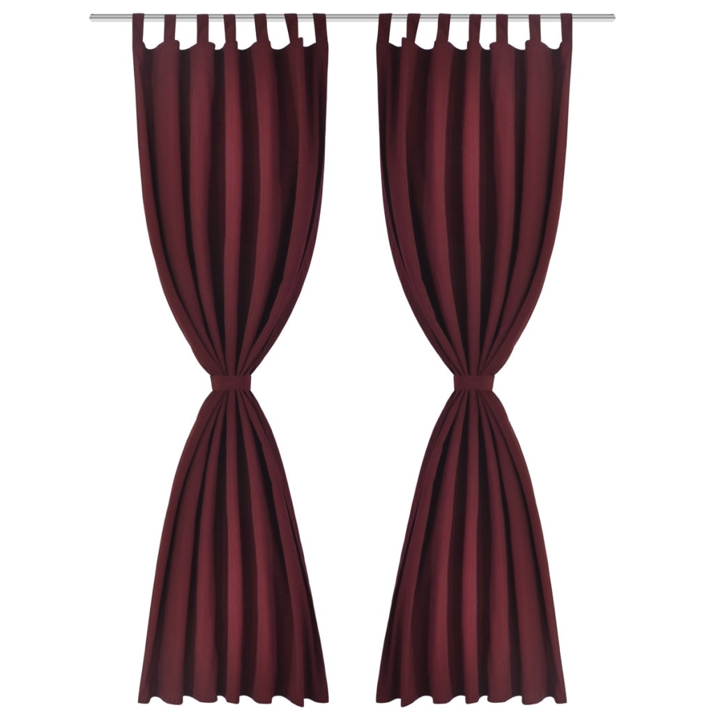 Helloshop26 - Set aus 2 bordeauxroten Gardinen aus Mikrosatin mit Schlaufen 140 x 175 cm Fensterdekoration 4002019