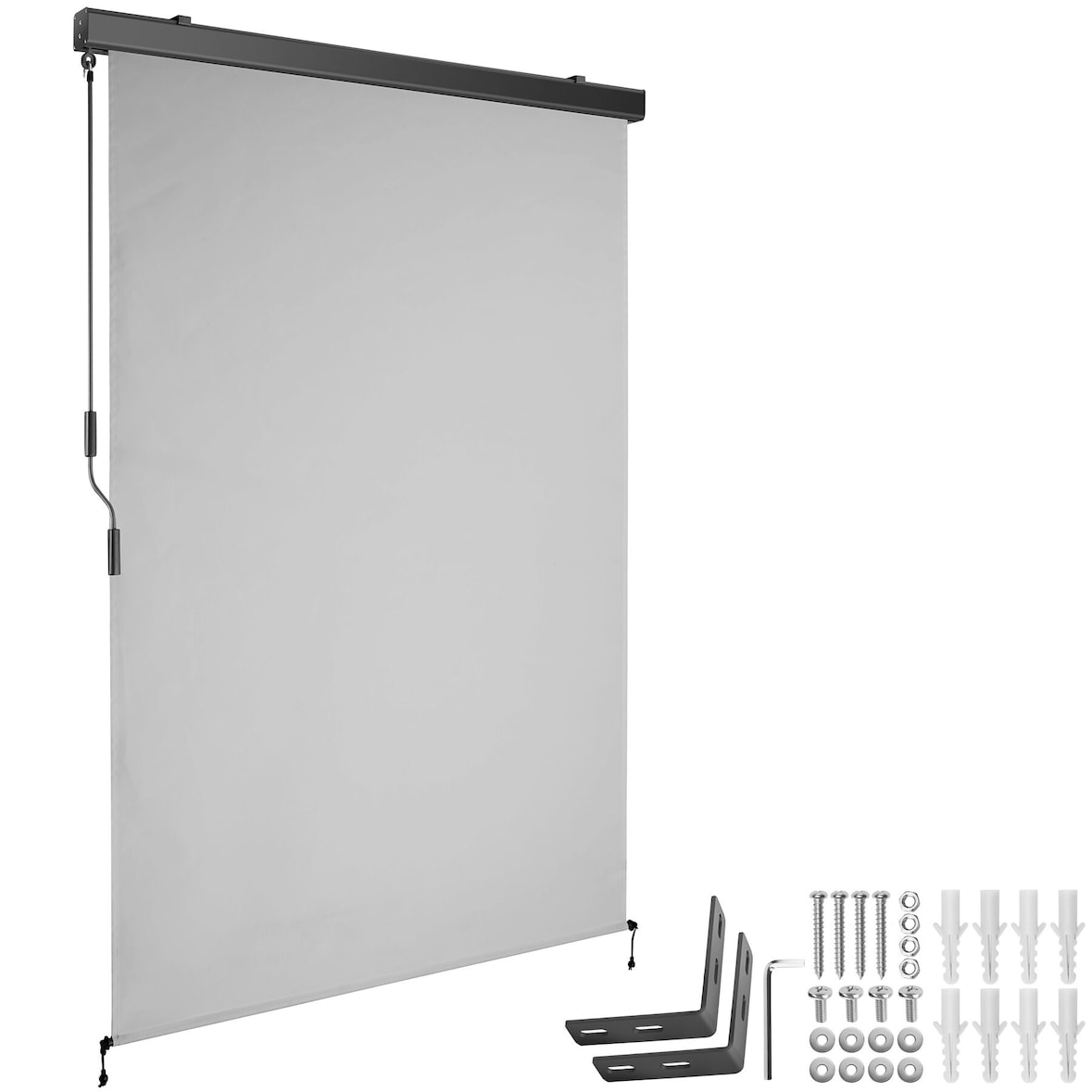 tectake Estor vertical ELOISE con 2 soportes de pared - 120 x 250 cm gris claro