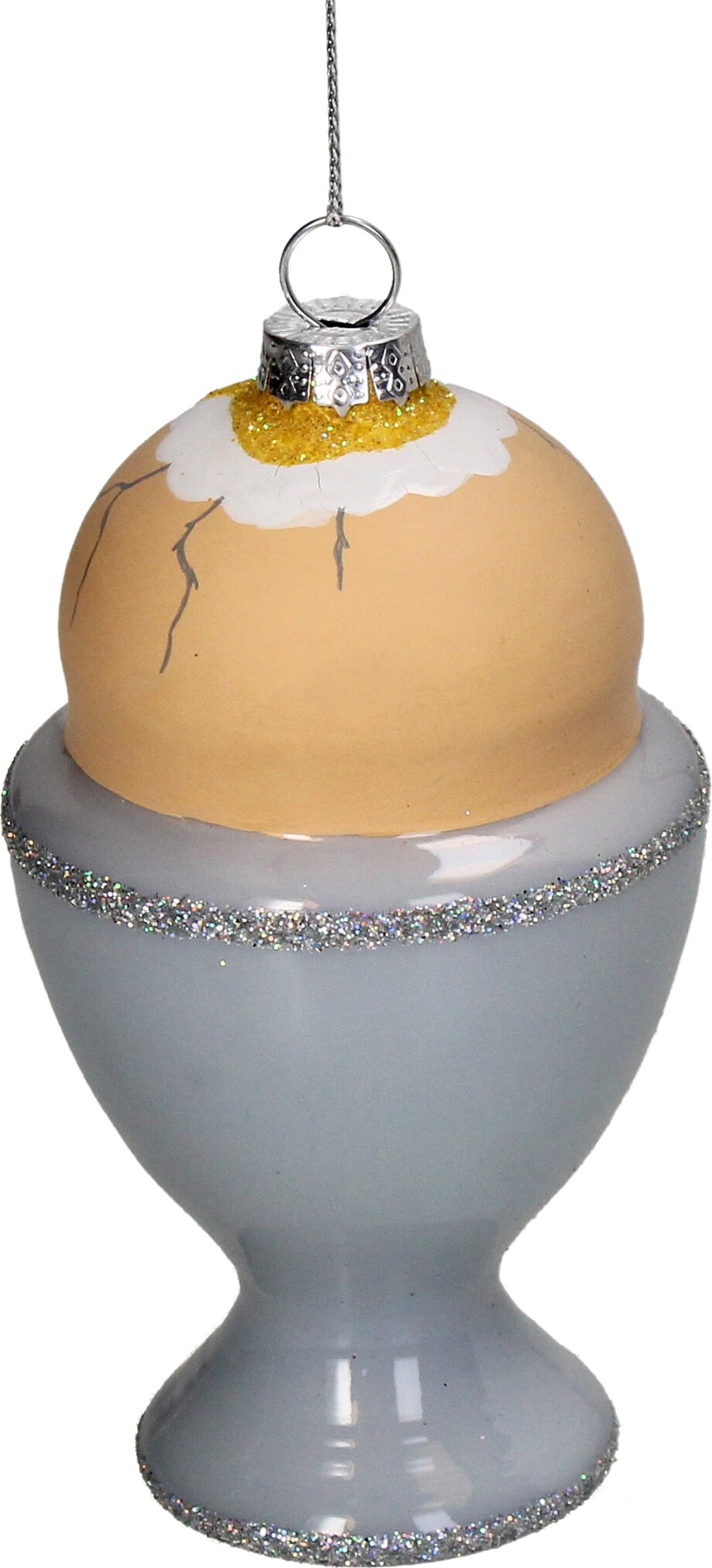 Christbaumschmuck Glas 11,2cm Frühstücksei Kugeln Weihnachtsbaum Anhänger Weihnachten Christbaumanhänger Weihnachtsbaumschmuck Hellblau Orange