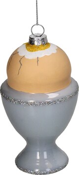 thumbnail of Christbaumschmuck Glas 11,2cm Frühstücksei Kugeln Weihnachtsbaum Anhänger Weihnachten Christbaumanhänger Weihnachtsbaumschmuck Hellblau Orange