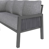 thumbnail of Merax Gartenmöbel Set für 8 Personen, Ecklounge mit Esstisch & Bänke, verzinktes Eisen, Glastischplatte, handgefertigtes PE-Geflecht, Grau
