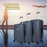 thumbnail of 3tlg. Hartschalenkofferset mit Schloss KENDO ABS Material, Hartschalenkoffer mit Rollen Trolley Koffer Reisekoffer Reisekofferset Gepäck, Blau