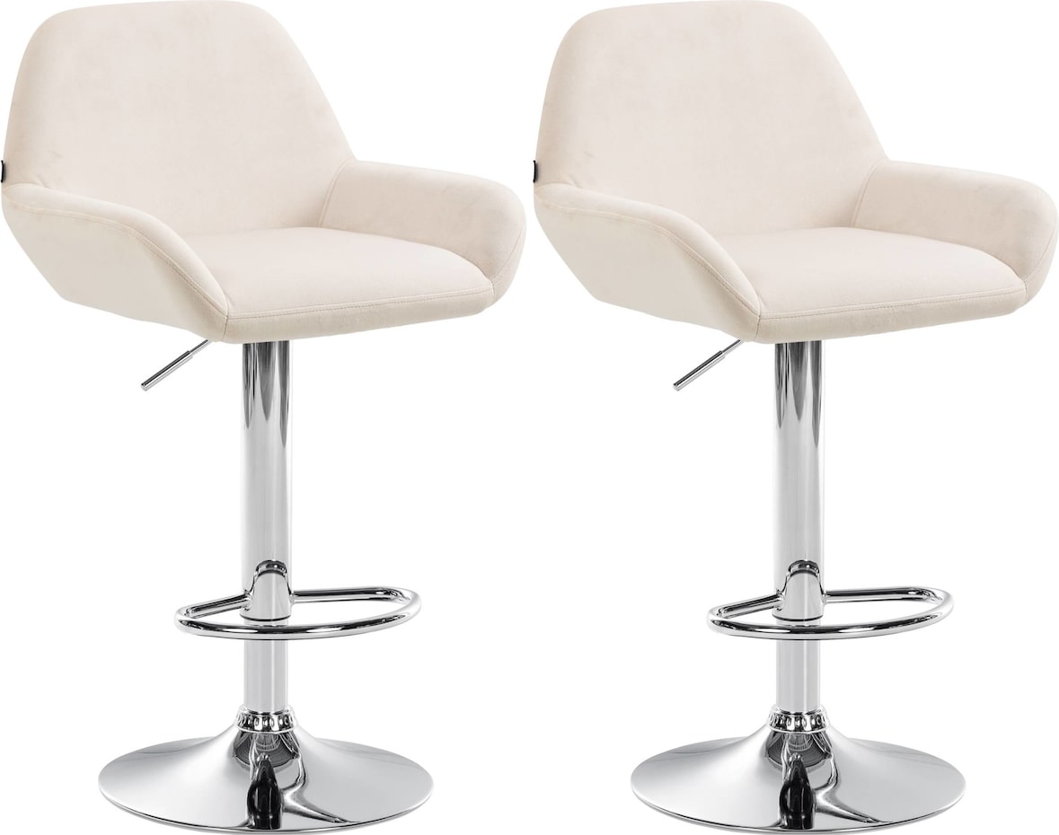 2er Set Barhocker Braga Samt creme/Metall in Chromoptik