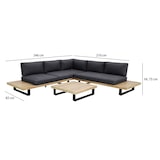 thumbnail of Now's Home - Salon de jardin en bois d'acacia et coussins noir 6 places