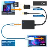 thumbnail of CSL Audio- & Video-Adapter VGA, USB Typ A zu HDMI, VGA zu HDMI Adapter, Konverter Kabel 1920x1080 Full HD 1080p