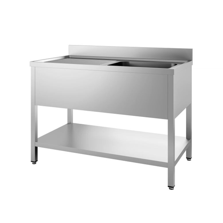 Combisteel Evier 1 bac à droite avec fond en inox 1600x700x850mm