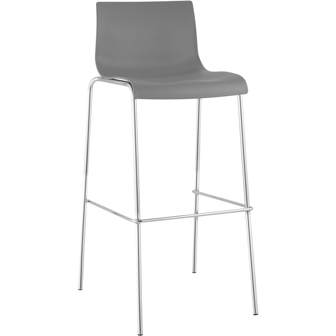 CHEFGASTRO Barhocker MAUI Chrom 4-Fuﬂ Gestell HxBxT 100x43x48cm Kunststoff Grau Barstuhl