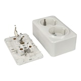 thumbnail of Jandei - Mecanismo Superficie Policarbonato Blanco, 10A 250V (Doble Enchufe Schuko)