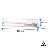 thumbnail of Cleiton® Vitrina de Ingredientes Refrigerada 200x39x44 cm de Acero Inoxidable 10 Cubetas GN 1/3 | Nevera de Ingredientes con Termostato Digital Dixell