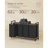 thumbnail of Helloshop26 - Panier à linge sale corbeille 3 compartiment bac avec 1 étagère de rangement sacs en amovible volume de chaque sac 38 12_0006759