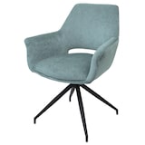 thumbnail of Décoshop26 - Chaise de salle à manger rembourrée avec accoudoirs assise rotatif en tissu gris-bleu structure trépied 04_0006351