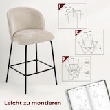 thumbnail of Barhocker Set mit Rückenlehne und Fußstütze Beige 68 cm Sitzhöhe ergonomisch gepolstert mit Stahlbeinen für Kücheninsel und Theke, 93x55x50 cm