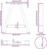 thumbnail of Helloshop26 - Set aus 2 A-förmigen Couchtischbeinen mit verstellbaren Nivellierfüßen 38 x 42-43 cm anthrazitfarbener Stahl 02_0057110