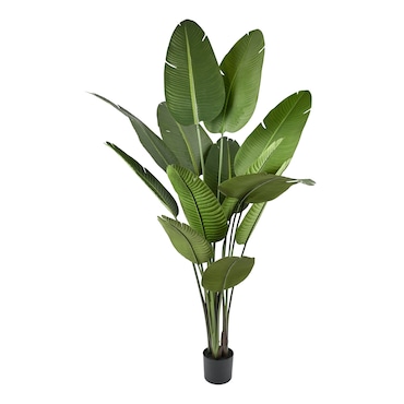 Well Home - Palmera platanera artificial con maceta negra para interior 210 cm