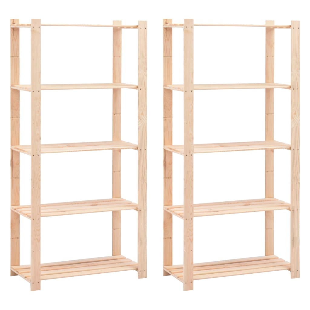 Scaffali A 5 Livelli 2 Pz 80x38x170 Cm In Massello Pino 250 kg