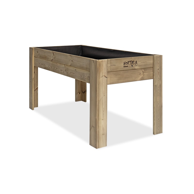 HORTALIA Mesa de cultivo Gardenbrico XL80 em madeira tratada para exterior - 160x80x80 cm