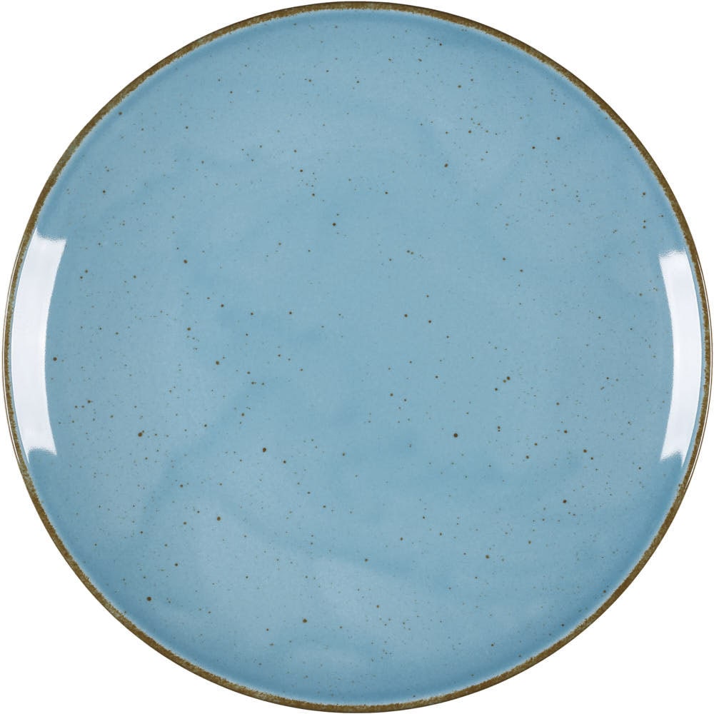 Lubiana Set 12 platos llanos, serie Hotel, turquesa, moteado marrón, Ø 280 mm