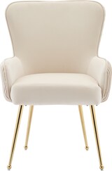 thumbnail of Esszimmerstuhl 4er Set Samt Beige+Gold mit Armlehnen, Lendenstütze und verstellbaren Metallfüßen – Komfortabel und elegant, 83x57x53 cm