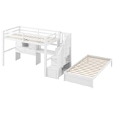 thumbnail of Hochbett 90x200 cm mit integriertem Schreibtisch und Treppe – Multifunktional, stabil und platzsparend in Weiß