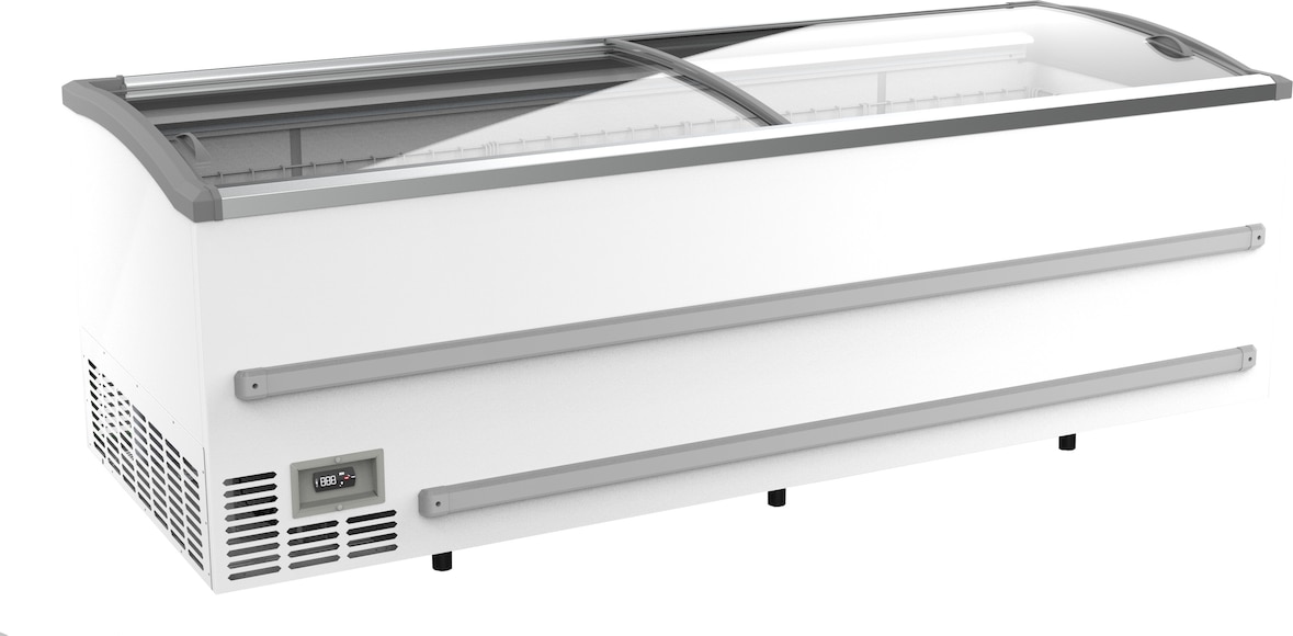Supermarkt Tiefkühltruhe EMDA | 2x Glasschiebedeckel + LED | 1216 Liter, HxBxT 89,4x250,8x95,2cm | -18/-23°C | Weiß | + CHEFGASTRO Geschirrtuch
