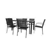 thumbnail of Tarrington House Set de terrasse FARINA, 7 pièces, acier, 6 chaises, 1 table, noir