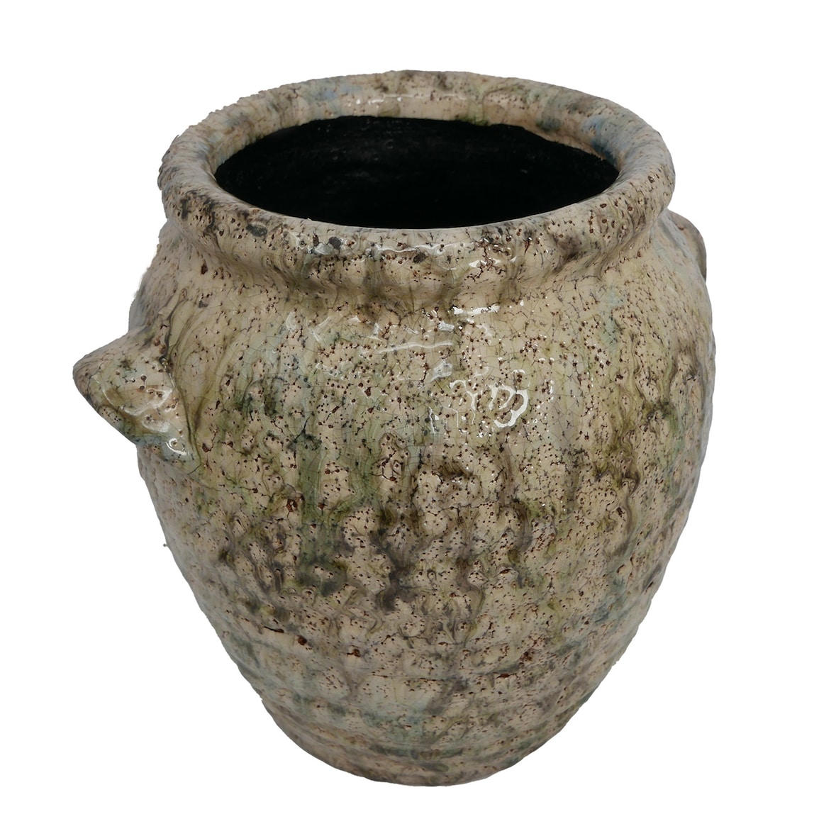 Deko Blumenkübel Amphore Antik rissige Struktur glasiert H 22.5 cm
