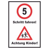 thumbnail of Schritt fahren Achtung Kinder Schild A2 (420x594mm)