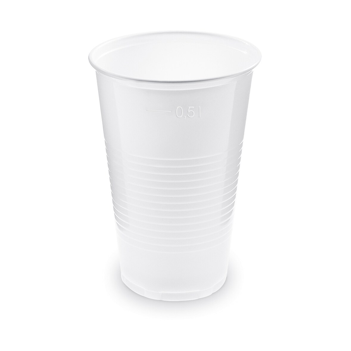 40x Trinkbecher Getränkebecher weiß mit Eichstrich bei 0,5l | 500 ml PP