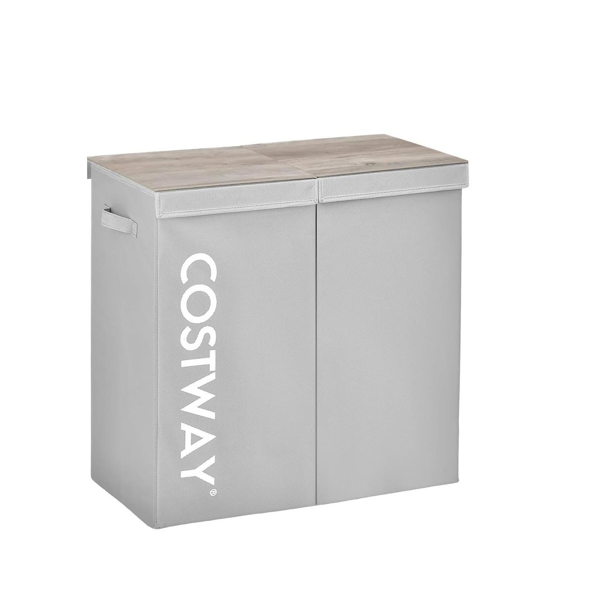 COSTWAY Cesto de roupa suja 115L com tampa, caixa de roupa suja em tecido não tecido com alças