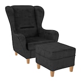 thumbnail of Supellex Sofia Ohrensessel mit Hocker | Design Kunstleder Texas Anthrazit