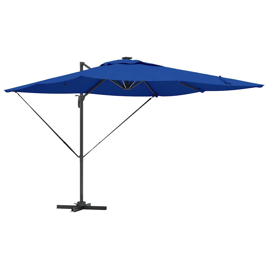 Helloshop26 - Rechteckiger Ampelschirm 286 x 284 x 270 cm moderner praktischer Stil Garten Terrasse aus Aluminium azurblau