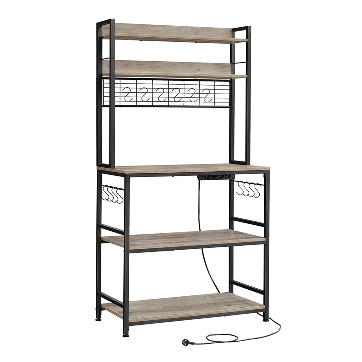 Helloshop26 - Estante de cocina con regleta soporte para microondas estante de almacenamiento con panel de malla de alambre 14 12_0005668