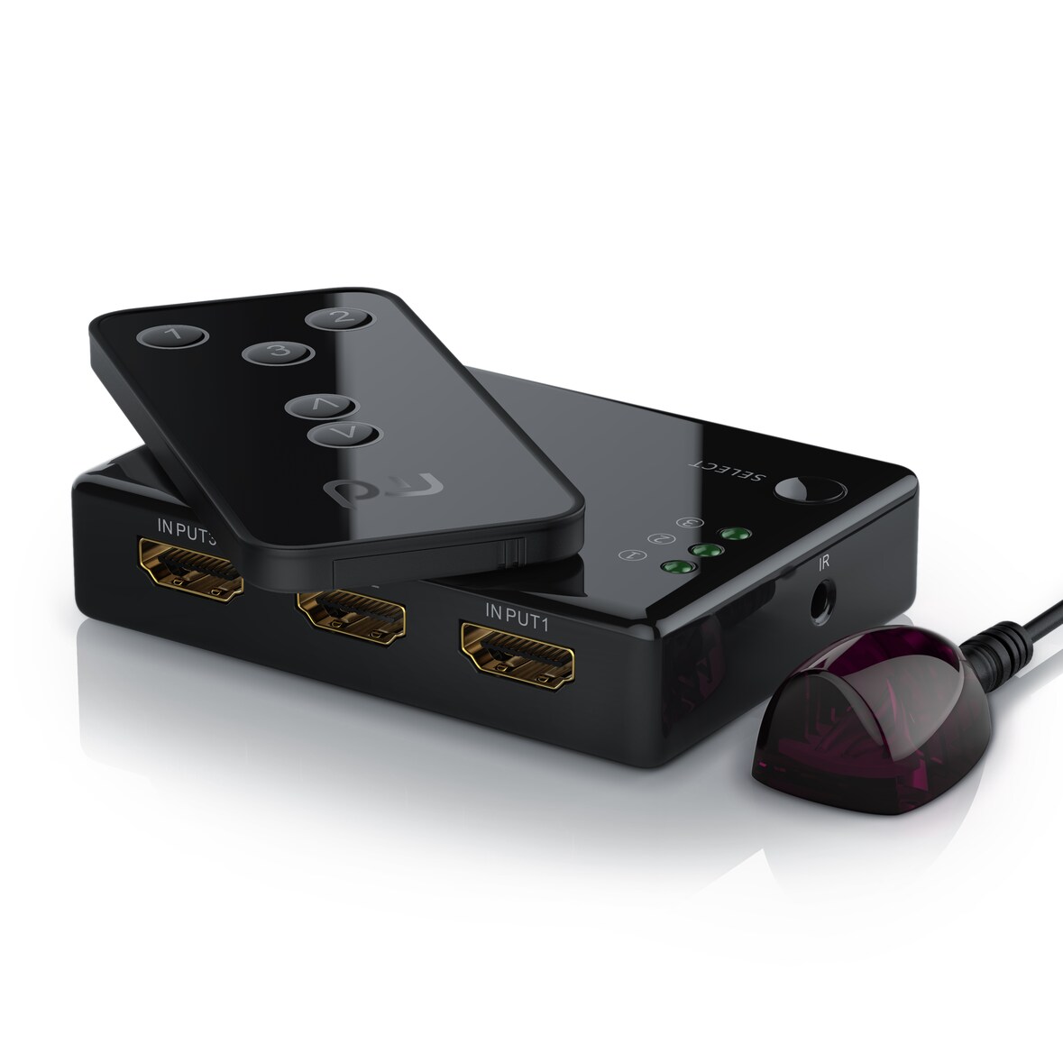 Primewire 3-Port UHD HDMI Umschalter inkl. Fernbedienung 3x HDMI Eingänge / 3D / CEC / ARC