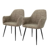 thumbnail of ECD Germany – Esszimmerstühle 2er Set Olive | Kunstleder, Armlehnen, Metallbeine, ergonomische Esszimmer- & Küchenstühle